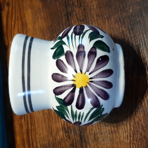 Vintage Mexico hand printed Purple Floral Ceramic Mug - Picture 2 of 9
